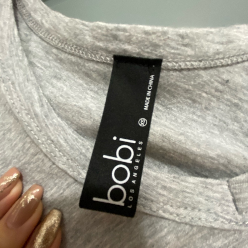 Bobi Los Angeles Gray Knot Front Mini Dress XS | Heathered Jersey - Picture 2 of 2